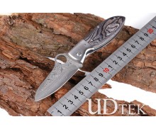 Small fat leg VG10 Damascus steel folding pocket hunting knife UD405220